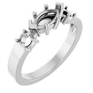 14K White Gold 8x4 mm Marquise Ring Mounting – image 2
