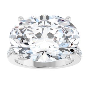 14K X1 White Gold 18x13 mm Oval Ring Mounting – image 5