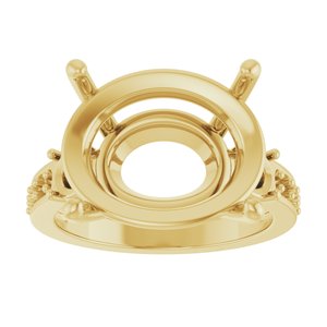 18K Yellow Gold 18x13 mm Oval Ring Mounting – image 6