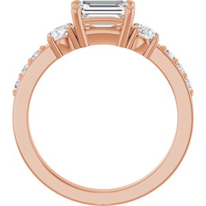 18K Rose Gold 6.5x4.5 mm Emerald Ring Mounting – image 3