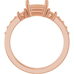 14K Rose Gold 6.5x4.5 mm Emerald Ring Mounting – image 4