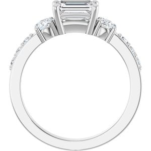 10K White Gold 6.5x4.5 mm Emerald Ring Mounting – image 3