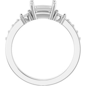 14K White Gold 6.5x4.5 mm Emerald Ring Mounting – image 4