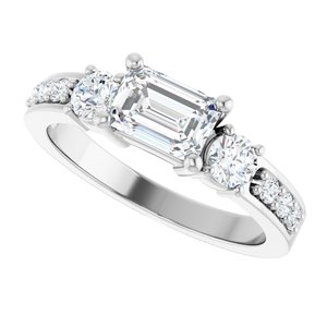 10K White Gold 6.5x4.5 mm Emerald Ring Mounting – image 8