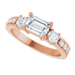 14K Rose Gold 6.5x4.5 mm Emerald Ring Mounting – image 8