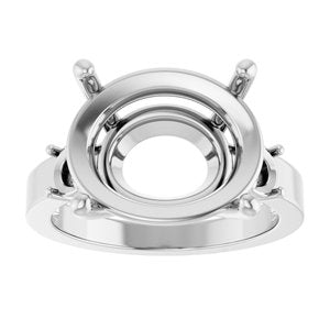14K White Gold 16x12 mm Oval Ring Mounting – image 6