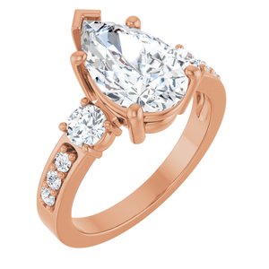 10K Rose Gold 12x7.5 mm Pear Ring Mounting