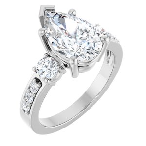 18K White Gold 12x7.5 mm Pear Ring Mounting