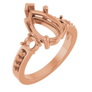 10K Rose Gold 12x7.5 mm Pear Ring Mounting – image 2