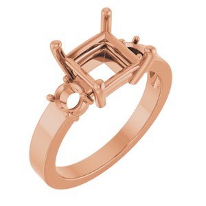 10K Rose Gold 7x7 mm Square Ring Mounting – image 2