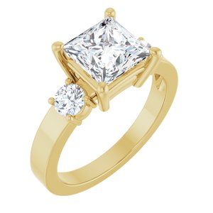 18K Yellow Gold 7x7 mm Square Ring Mounting