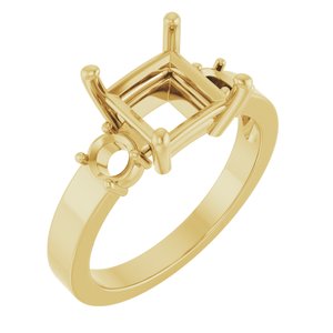 18K Yellow Gold 7x7 mm Square Ring Mounting – image 2
