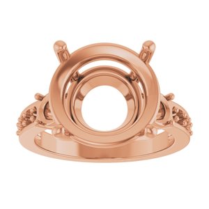 10K Rose Gold 13 mm Round Ring Mounting – image 6