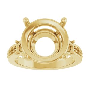 14K Yellow Gold 13 mm Round Ring Mounting – image 6