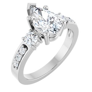 10K White Gold 10x6 mm Pear Ring Mounting