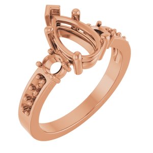 14K Rose Gold 10x6 mm Pear Ring Mounting – image 2
