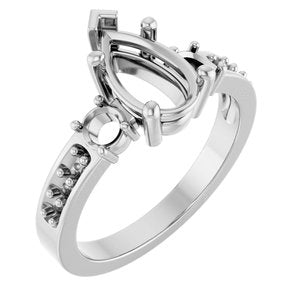 18K White Gold 10x6 mm Pear Ring Mounting – image 2