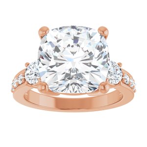 10K Rose Gold 11x11 mm Cushion Ring Mounting – image 5