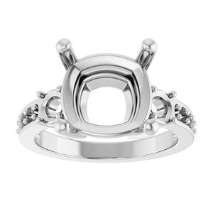 Continuum Sterling Silver 11x11 mm Cushion Ring Mounting – image 6