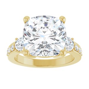 14K Yellow Gold 11x11 mm Cushion Ring Mounting – image 5