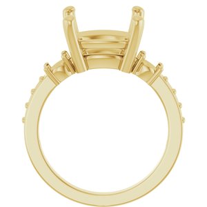 18K Yellow Gold 11x11 mm Cushion Ring Mounting – image 4