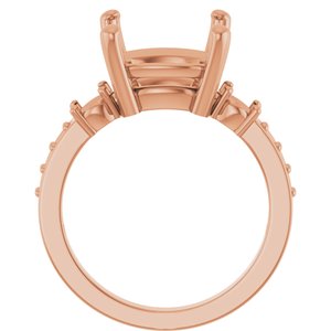 10K Rose Gold 11x11 mm Cushion Ring Mounting – image 4