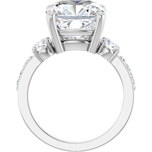 18K White Gold 11x11 mm Cushion Ring Mounting – image 3