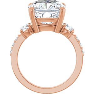10K Rose Gold 11x11 mm Cushion Ring Mounting – image 3