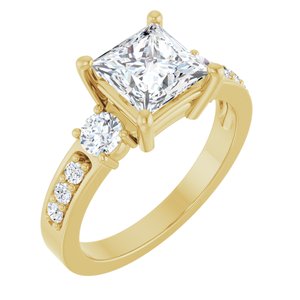 10K Yellow Gold 6.5x6.5 mm Square Ring Mounting