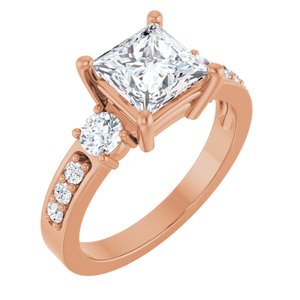 18K Rose Gold 6.5x6.5 mm Square Ring Mounting