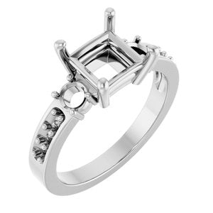 Sterling Silver 6.5x6.5 mm Square Ring Mounting – image 2