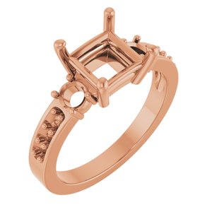 14K Rose Gold 6.5x6.5 mm Square Ring Mounting – image 2