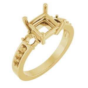 14K Yellow Gold 6.5x6.5 mm Square Ring Mounting – image 2