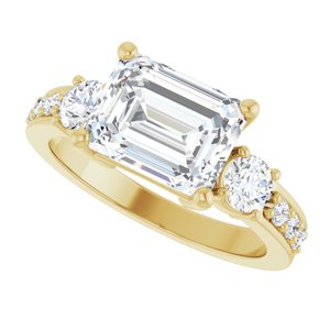 18K Yellow Gold 9x7 mm Emerald Ring Mounting – image 8