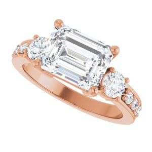 18K Rose Gold 9x7 mm Emerald Ring Mounting – image 8