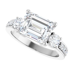 Platinum 9x7 mm Emerald Ring Mounting – image 8