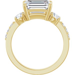 14K Yellow Gold 9x7 mm Emerald Ring Mounting – image 3