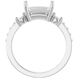 14K X1 White Gold 9x7 mm Emerald Ring Mounting – image 4