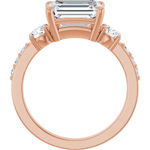 10K Rose Gold 9x7 mm Emerald Ring Mounting – image 3