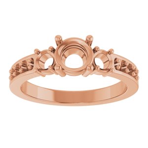 14K Rose Gold 5.8 mm Round Ring Mounting – image 6
