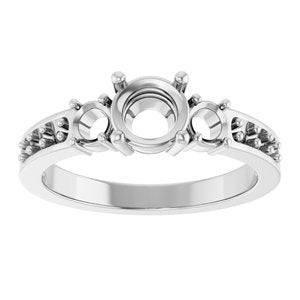 14K White Gold 5.8 mm Round Ring Mounting – image 6