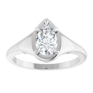 10K White Gold 8x5 mm Pear Ring Mounting – image 5