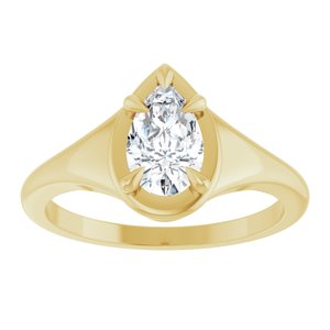 18K Yellow Gold 8x5 mm Pear Ring Mounting – image 5
