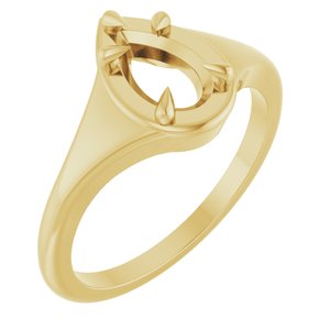 14K Yellow Gold 8x5 mm Pear Ring Mounting – image 2
