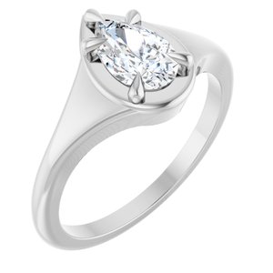 10K White Gold 8x5 mm Pear Ring Mounting
