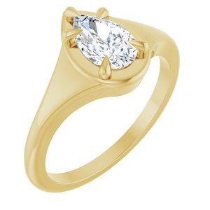 18K Yellow Gold 8x5 mm Pear Ring Mounting