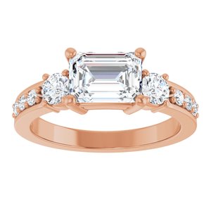 18K Rose Gold 7.5x5.5 mm Emerald Ring Mounting – image 5