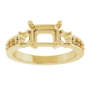 14K Yellow Gold 7.5x5.5 mm Emerald Ring Mounting – image 6