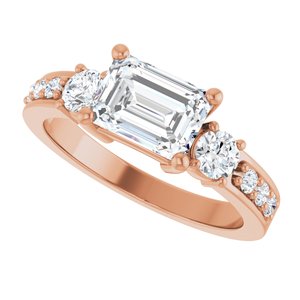 10K Rose Gold 7.5x5.5 mm Emerald Ring Mounting – image 8