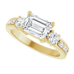 14K Yellow Gold 7.5x5.5 mm Emerald Ring Mounting – image 8